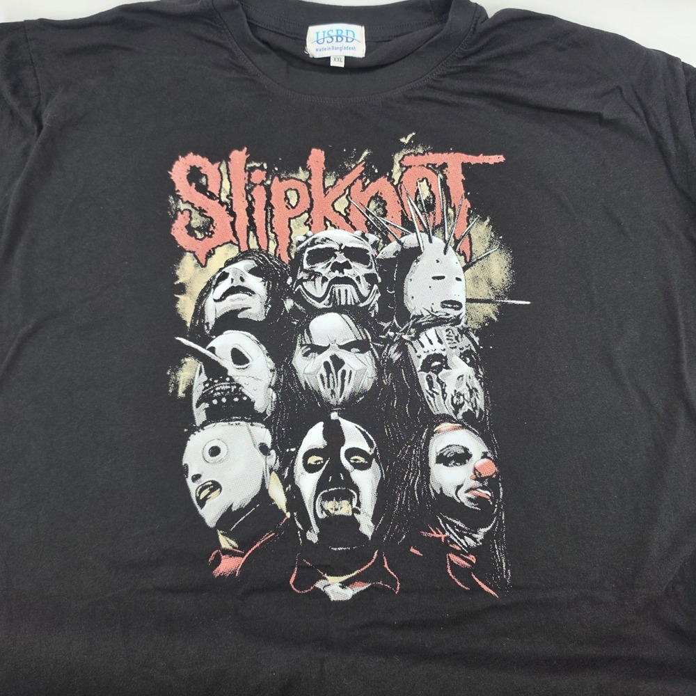 Slipknot Nu Metal Band T Shirt Mens XXL Black Distressed Graphic Tee USBD